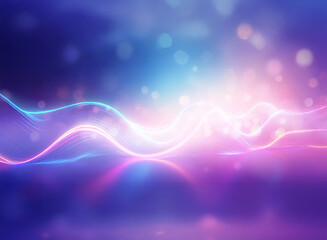Wall Mural - abstract double exposure effect with wavy lines of vibrant pink and blue hues blending into a soft, 