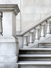 Aufkleber - Elegant Architectural Features of a Stone Staircase with Intricate Railings and Pillars : Generative AI