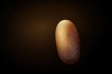 Poster - Unique artistic representation of a fingerprint in golden tones against a dark background