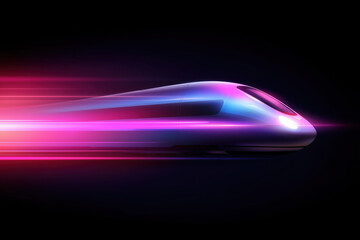 Poster - High-speed train moving through a dark environment with vibrant light trails