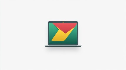 Poster - Laptop Display Showing Email on White Background
