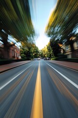 Poster - Vibrant Street View with Motion Blur Effect Conveying Speed and Freedom in Urban Environment : Generative AI