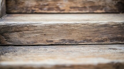 Poster - Weathered wooden staircase showcasing unique texture and rustic charm in natural light : Generative AI