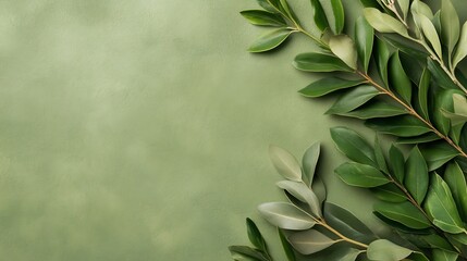 Poster - Fresh green leaves on a soft green background perfect for nature-themed designs : Generative AI