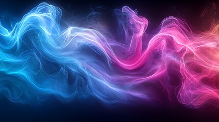 Wall Mural - Abstract colorful smoke waves, dark background, energy, design.