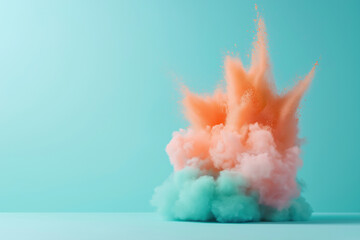 Poster - Colorful powder explosion against a light background creates dynamic visual interest