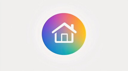 Poster - Colorful Home Icon, Digital Graphic, Simple Design, User Interface Element