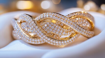 Poster - Brilliantly crafted gold ring embellished with sparkling diamonds radiates luxury and elegance : Generative AI