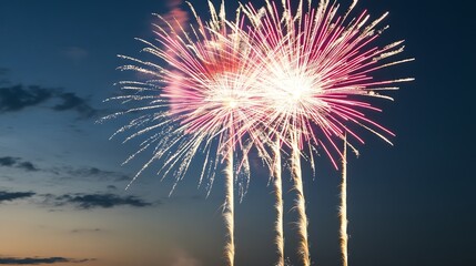 Leinwandbilder - Vibrant celebratory fireworks display bursting in colorful sparks against the night sky : Generative AI