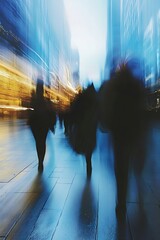 Fototapete - Blurry Cityscape with Motion and Light Effects Capturing Urban Life in Motion : Generative AI