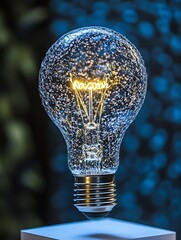 Aufkleber - Stunning vintage light bulb glowing with bubbles creating a captivating artistic ambiance in a contemporary setting : Generative AI