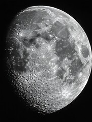 Aufkleber - Detailed black and white photograph of the full moon showcasing its craters and surface features : Generative AI