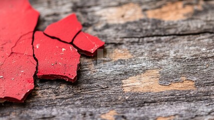 Poster - Textured Surface of Weathered Wood with Flaking Red Paint Creating a Rustic and Vintage Effect : Generative AI