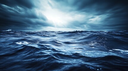 Aufkleber - Stormy Ocean Waves Under Dramatic Cloudy Sky at Dusk : Generative AI