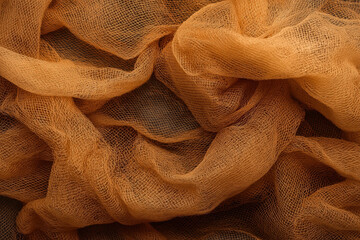 Poster - Soft orange fabric draped elegantly on a dark surface, creating a textured visual appeal