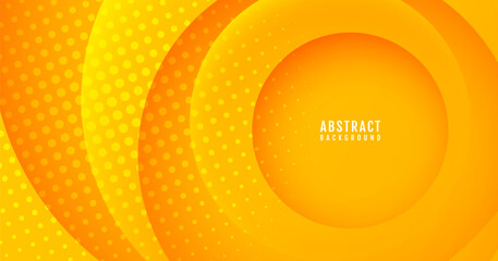 Poster - 3D orange geometric abstract background overlap layer on bright space with circles effect decoration. Modern graphic design element cutout style concept for web banner, flyer, card, or brochure cover