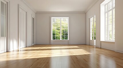 Poster - Bright and Airy Empty Room with Large Windows and Beautiful Natural Light : Generative AI