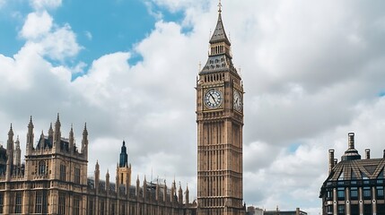Poster - Iconic Big Ben Tower in London Against Dramatic Sky Representing Historic Architecture : Generative AI