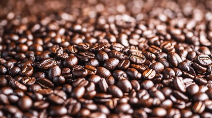Poster - Close Up of Dark Roasted Coffee Beans for Beverage Lovers : Generative AI