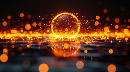 Wall Mural - glowing orb energy, sparks, dark background, abstract art, website header.