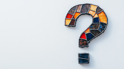 Wall Mural - Colorful Mosaic Question Mark on White Background