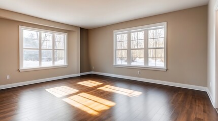 Aufkleber - Empty Modern Room with Large Windows and Natural Light : Generative AI
