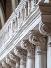 Fototapete - Architectural detail of classic columns showcasing craftsmanship in historical building : Generative AI