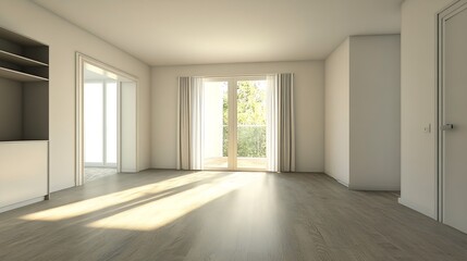Aufkleber - Minimalist and bright interior space with natural light flooding modern living room : Generative AI