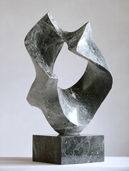 Poster - Elegant Abstract Marble Sculpture Displayed Against a Simple Background : Generative AI