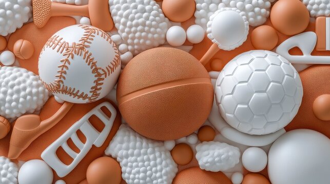 Abstract Beige and White Textured Spheres 3D Render