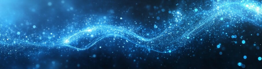 Wall Mural - abstract blue glowing particles flowing
