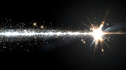Wall Mural - sparkling light streak across dark background, cosmic effect, design element.