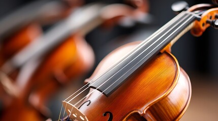 Aufkleber - Beautifully Crafted Violins with Smooth Finishes Displayed in a Professional Music Environment : Generative AI