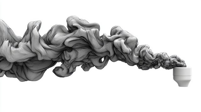 Abstract Grayscale Smoke Plume Rising From Cup