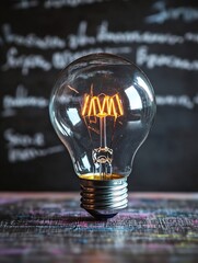 Aufkleber - Classic Light Bulb with Vintage Filament Illuminated Against a Dark Background for Creative Concepts : Generative AI