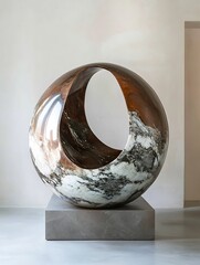 Aufkleber - Artistic Modern Marble Sculpture in a Minimalistic Interior Setting : Generative AI