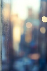 Poster - Dreamy Abstract Bokeh Through Window Glass Offering Soft Urban Perspectives : Generative AI