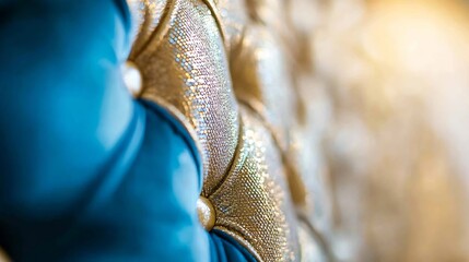 Leinwandbilder - Close Up Of Luxurious Tufted Sofa Upholstery with Elegant Shimmering Textures and Rich Colors : Generative AI