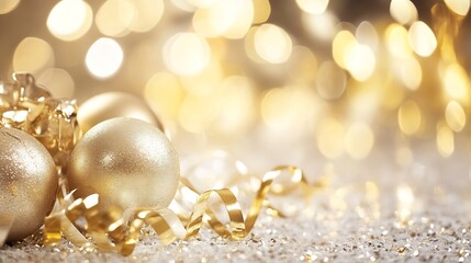 Aufkleber - Golden Christmas Ornaments Sparkling in Festive Decor : Generative AI