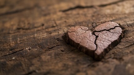 Poster - Heart shape carved into rustic wood symbolizing love and connection : Generative AI