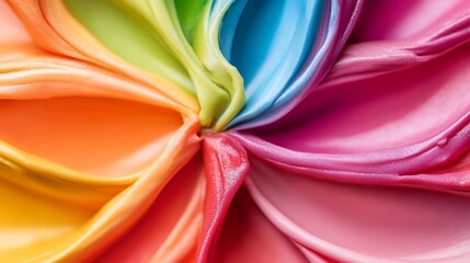 Aufkleber - Vibrant Colorful Silk Fabric Petals Creating a Stunning Abstract Floral Background Image : Generative AI