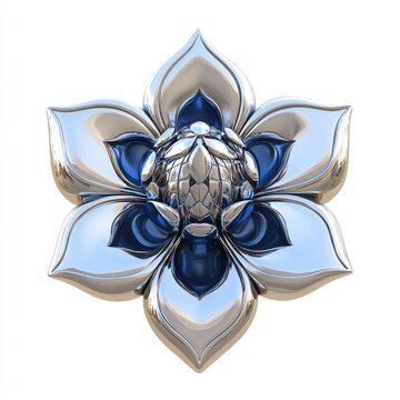 Abstract Silver And Blue Metallic Flower
