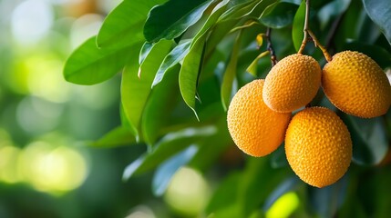 Poster - Ripe Sweet Lychee Fruits Hanging on Lush Green Leaves in Nature : Generative AI