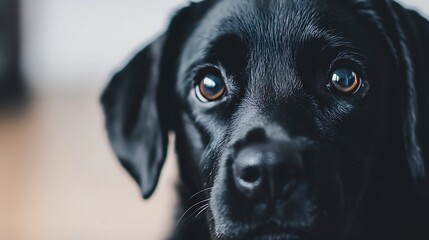 Poster - Close-Up of Black Labrador Dog Face Expressing Loyalty and Love : Generative AI