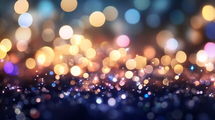 Fototapete - Vibrant Bokeh Background with Sparkling Glitter and Soft Glowing Lights : Generative AI