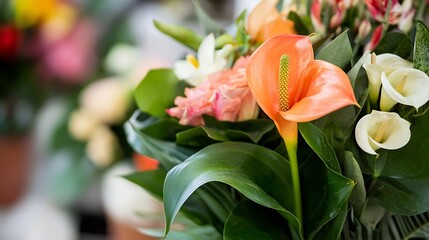 Aufkleber - Beautiful bouquet of vibrant flowers in a vase showcasing freshness and color : Generative AI