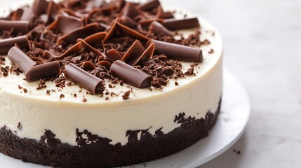 Poster - Decadent Chocolate Cake Topped with Shaved Chocolate for a Tempting Dessert : Generative AI