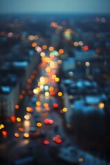 Poster - Stunning urban night view with blurred street lights creating a vibrant bokeh effect : Generative AI