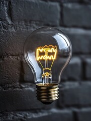 Aufkleber - Vintage Light Bulb with Glowing Filament Against Dark Textured Background : Generative AI