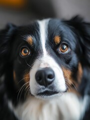 Poster - Close-Up Portrait of a Beautiful Australian Shepherd Dog with Expressive Eyes : Generative AI